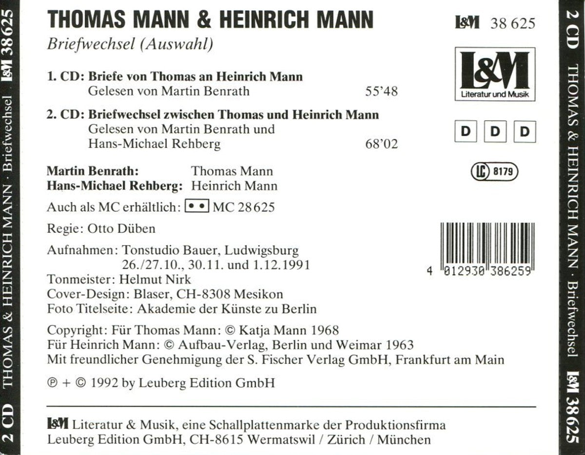 Mann, Thomas & Heinrich, Briefwechsel