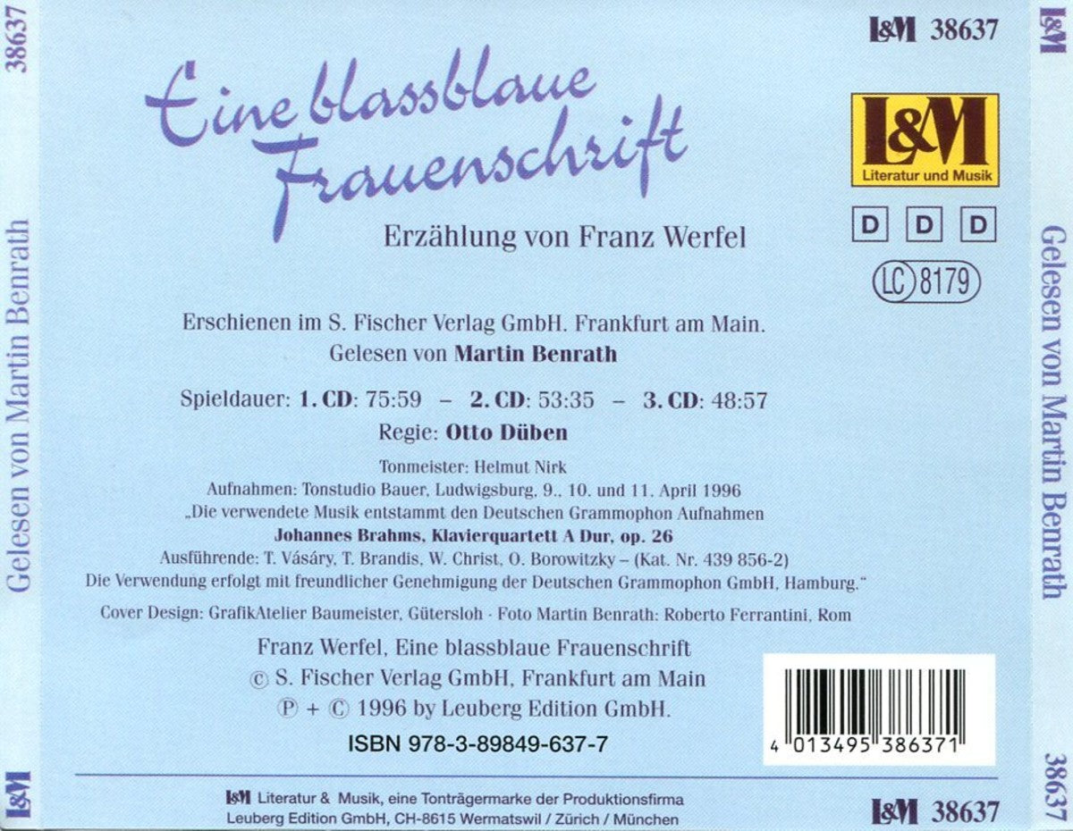 Werfel, Franz, Eine Blassblaue Frauenschrift